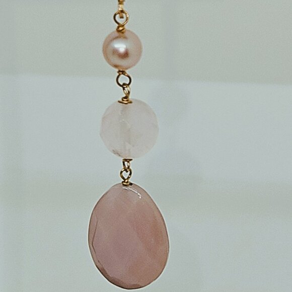Macy's 14K Quartz Briol Pink Drop Earrings - Picture 7 of 9